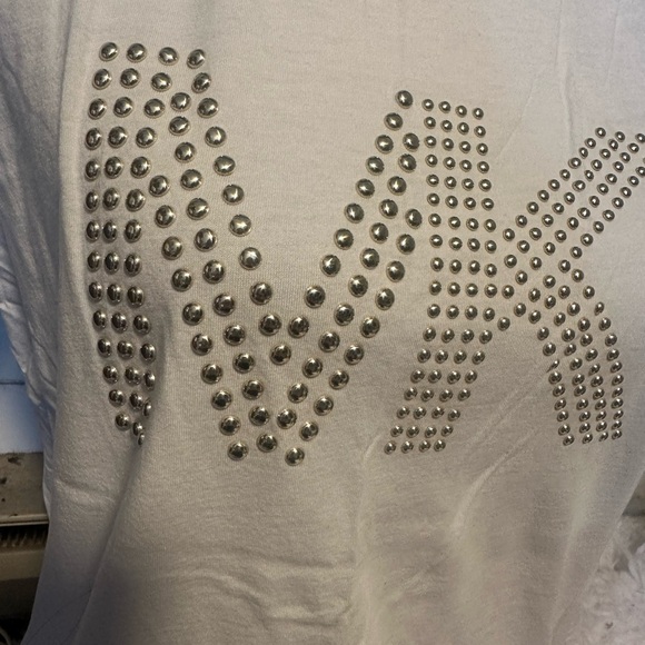 Michael Kors White Tee with Silver Studded Logo - Picture 2 of 6